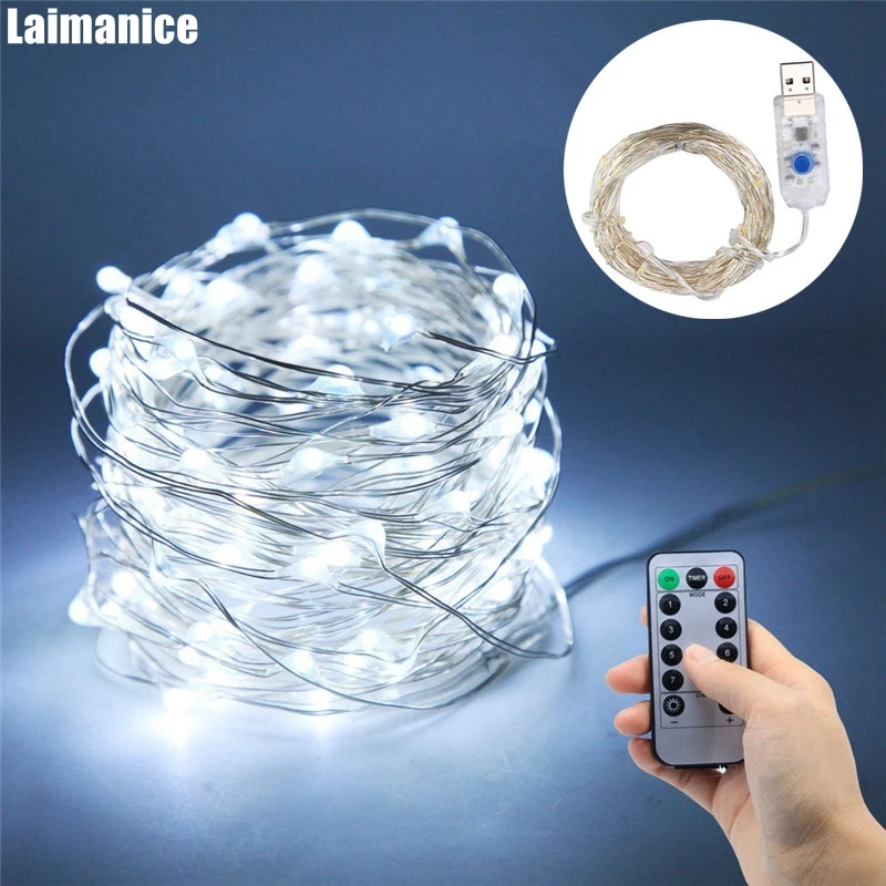 Remote Control Dimmable USB Led String Lights 5m 10m 5V 33FT Copper