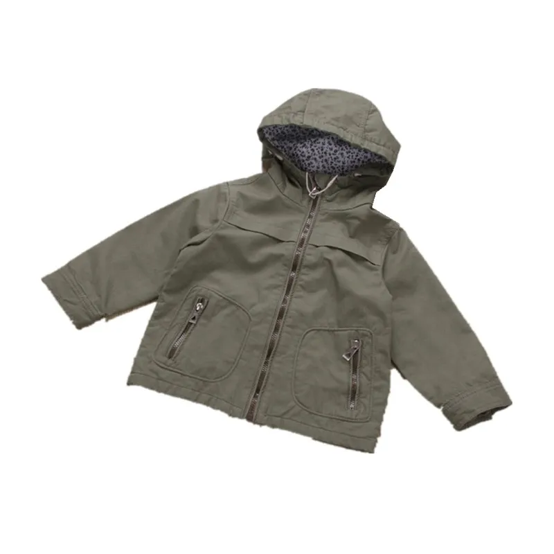 

windbreaker for boy jacket hooded green Autumn Kids Coat outerwear Solid Casual Outerwear children's clothing