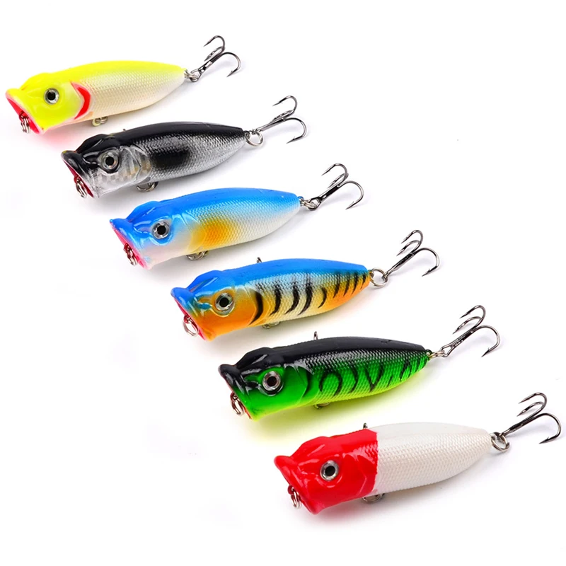 

6PCS/Lot Minnow Artificial Lures Poppers Fishing Lures Hard Baits Bionic Bait With Hook Plastic Lure Set Sea Ocean Lake 7cm 12g