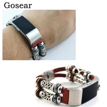 Gosear Винтаж PU кожаный металлический сменный Браслет ремешок на запястье ремешок для смарт Charge 2 Смарт-часы аксессуары