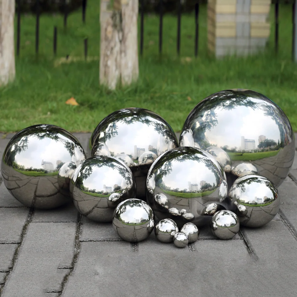 Блестящий шар из нержавеющей стали, зеркальный полый шар для украшения дома и сада, 19 мм~ 300 мм