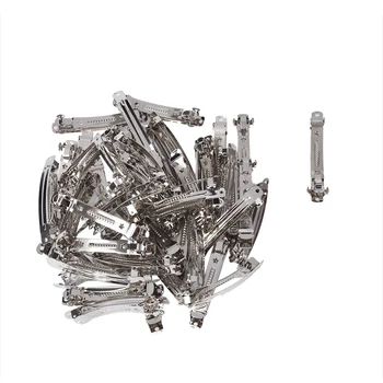 

BEST 50 Pcs 80mm Metal French Clips Hair Bows Barrettes - Silver