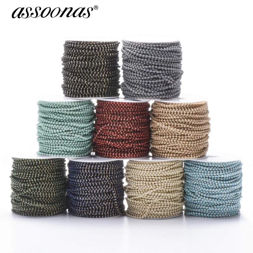 

assoonas C30,DIY Bead Chain,Bracelet Anklet Necklace,Accessories Material,Bead Size 3.2mm,Chain Length 2m