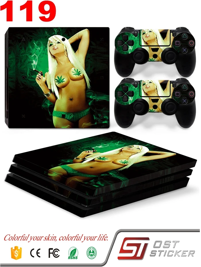 

OSTSTICKER Vinyl Game Protective Skin Sticker For Playstation 4 Pro Decal Cover Sticker For PS4 Pro Console +2 Controller