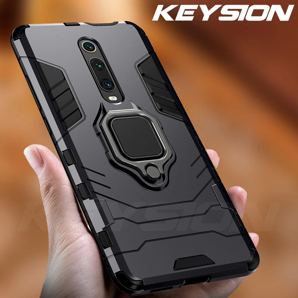 

KEYSION Shockproof Armor Case For Redmi K20 K20 Pro Note 7 Pro Stand Holder Car Ring Phone Cover for Xiaomi Mi 9T 9T Pro Mi 9 se