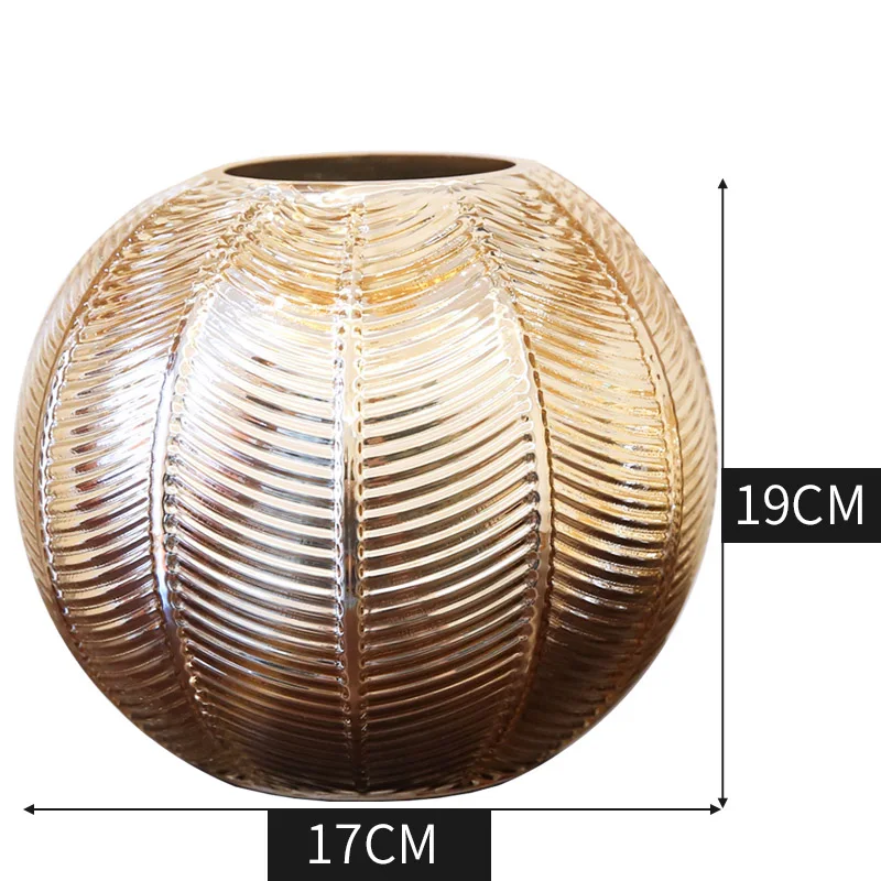 Современная мода Гальваническое стекло ваза Золотая круглая форма вазы стеклянный контейнер ваза с цветком Свадебные украшения дома - Цвет: A    L