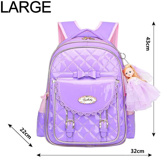 Модные детские рюкзаки школьные рюкзаки для девочек ортопедический школьный мультфильм принцесса детские школьные рюкзаки Mochila Infantil - Цвет: Purple L