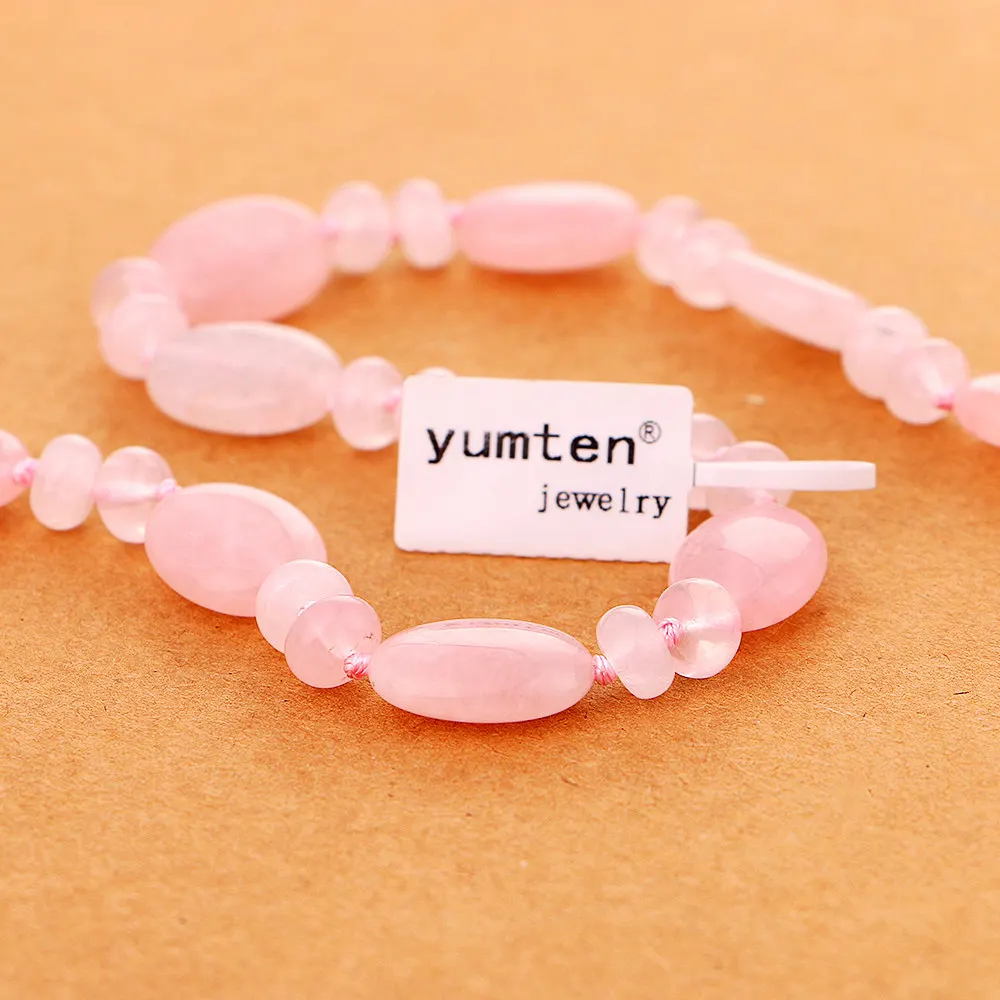 Yumten розовый кварц ожерелье для женщин натуральный ювелирный камень подарок чудо женщина Единорог стимпанк Skyrim Винтаж Цепочки И Ожерелья