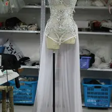 Горный хрусталь боди с блестками костюм с юбкой женский сексуальный яркий золотой серебряный комплект одежды женский для певиц, танцовщиц, сценическая трико