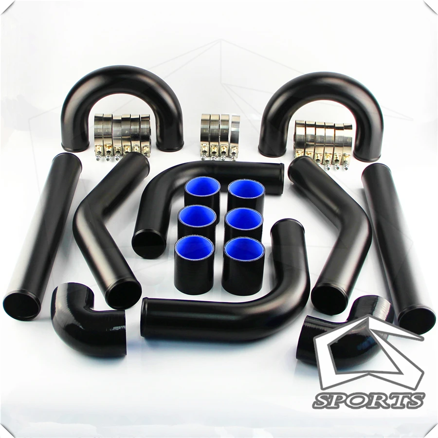 

UNIVERSAL TURBO BOOST INTERCOOLER PIPE KIT 2.25" 57MM 8 PCS Aluminum PIPING