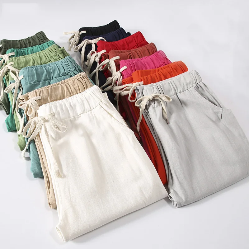 Женские брюки, свободные, разные цвета, трендовые, большие размеры, элегантные, с высокой талией, летние, дышащие, женские, корейский стиль, брюки