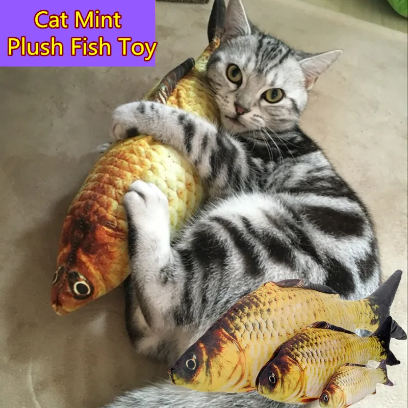 

Cute Simulated Fish Plush Chewing Hunt Toys with Cat Mint Soft Stuffed Pillow Cushion Carp Carassius Funny Pet Plush Dolls