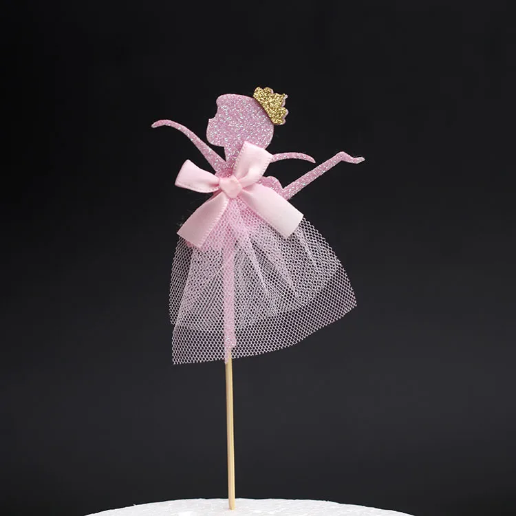 Горячая украшения торта Розовый фламинго креативный Розовый балерина девушка украшение для торта ко дню рождения карты торта топперы для детей