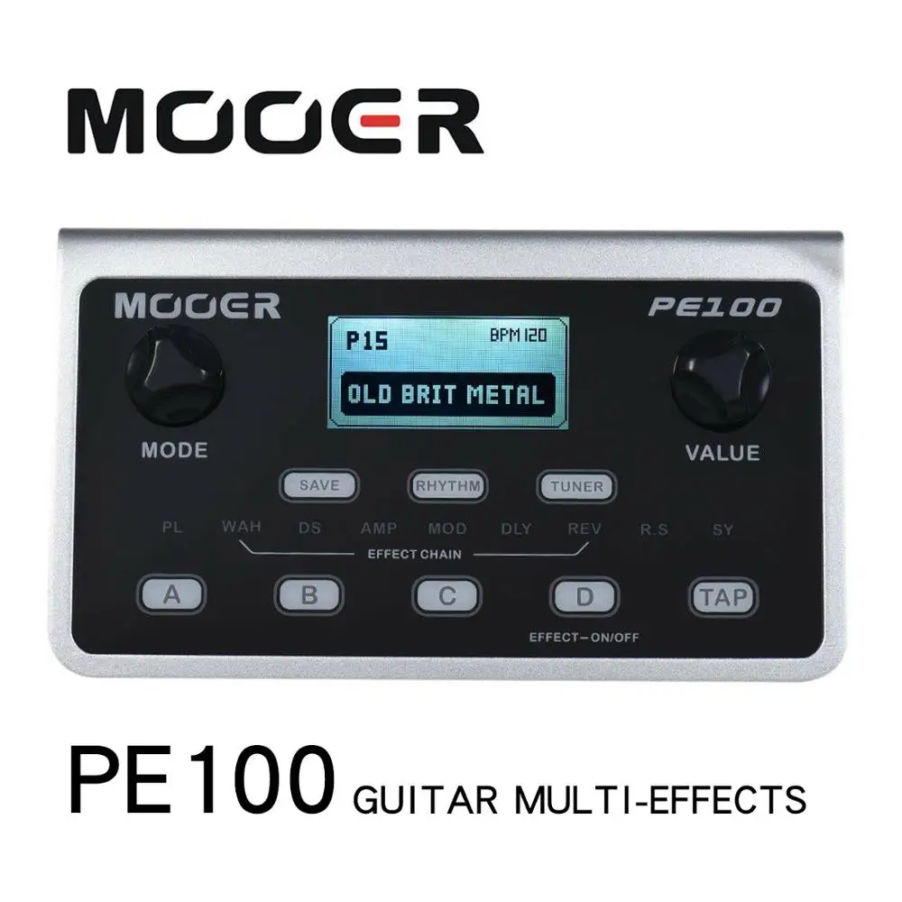 Процессор для создания эффектов гитары MOOER PE100 педаль 39 40 узоров барабана 10