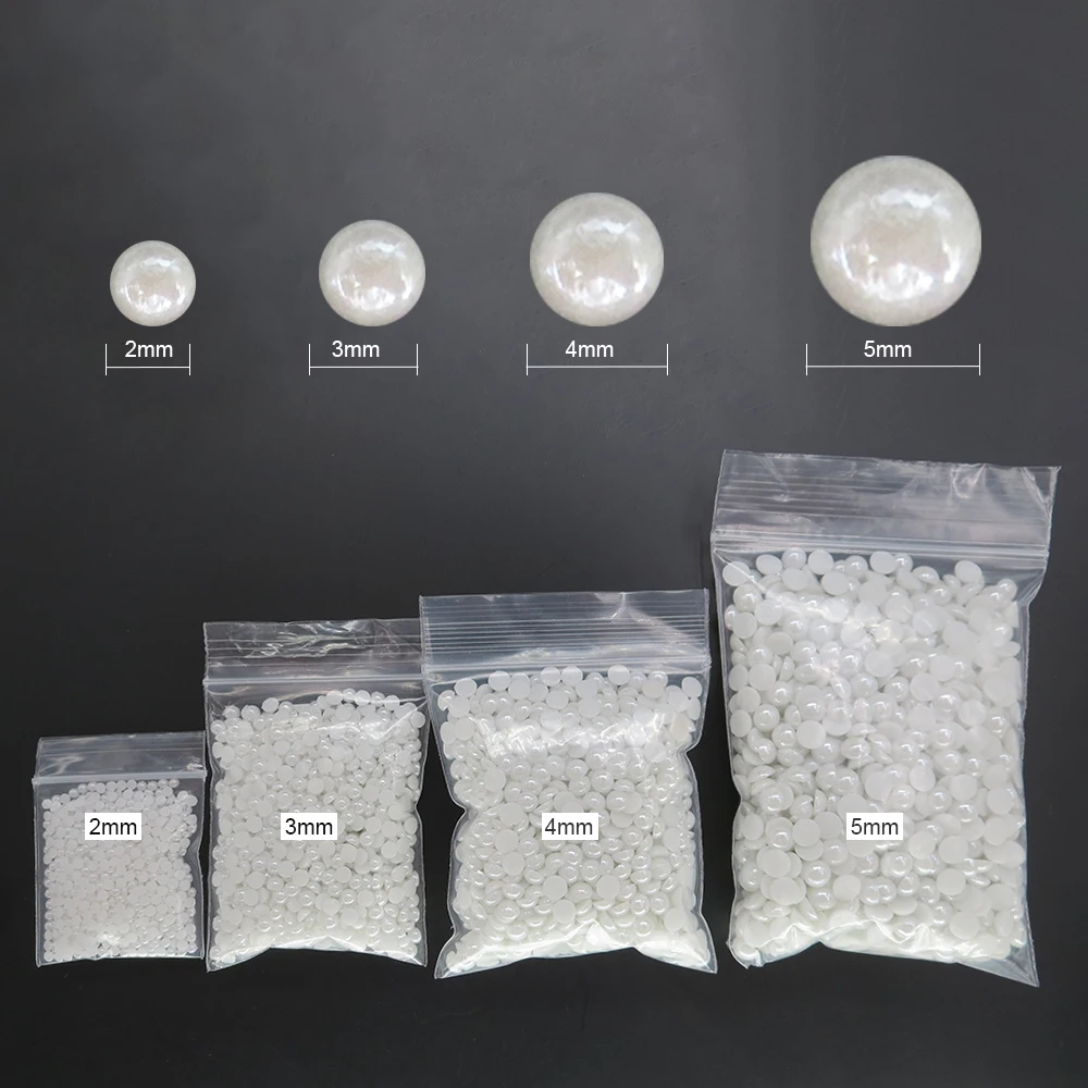 

1000pcs/Pack Opal Pearls Nail Art White Half Round Pearl Nail Accessories 3D Beads Craft Rhinestones For Nails