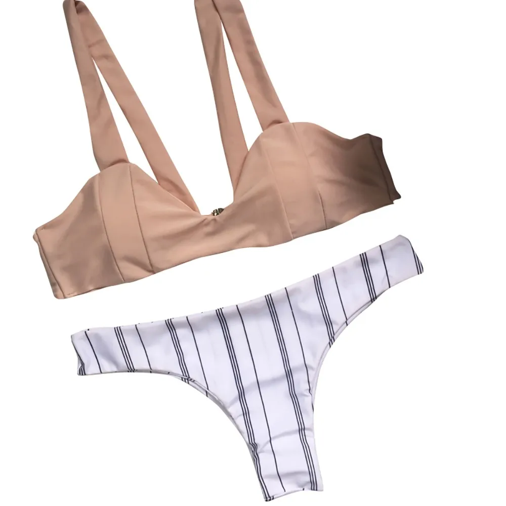 

Women's Swimsuit Swimming Suit Bikini Beachwear Sexy Women Stripe Bikinis Set Swimsuits Push Up Beach Swimwear Bathing Suit 2018