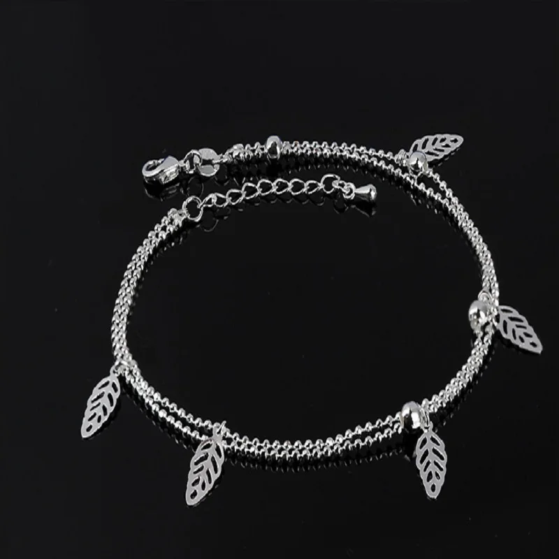 

Thin 925 stamped silver plated Shiny Chains Anklet For Women Girls Friend Foot Jewelry Leg Bracelet Barefoot Tobillera de Prata