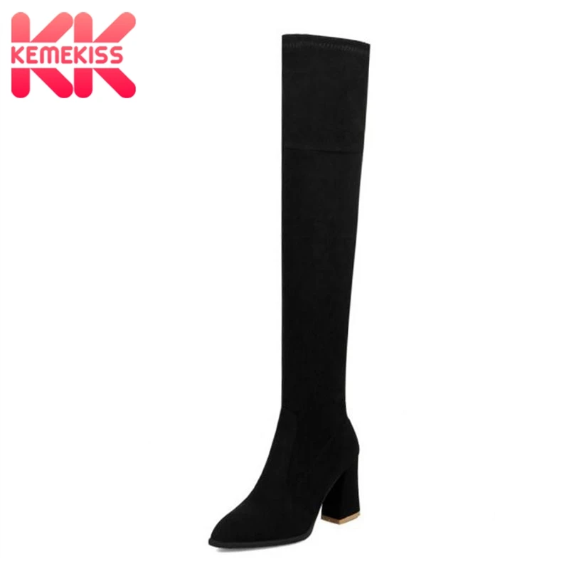 

KemeKiss Size 34-43 Women Boots Fur Warm Winter Women's Shoes Thigh High Boots Fashion Long Boots Woman Shoes Footwear