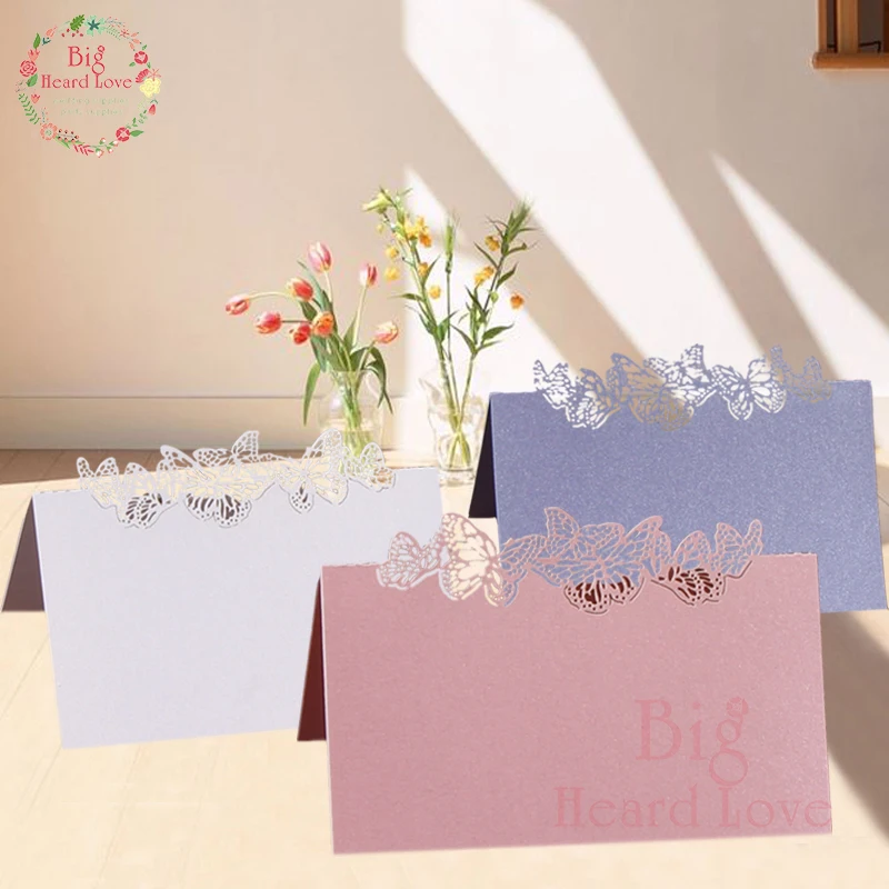 

40pcs Laser Cut Butterfly Table Name Place Card Wedding Favors Pearl Paper Table Card Party Table Name Place Card Marriage