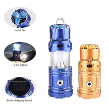 Светодиодный аварийный фонарик Ручной фонарь на солнечных батареях, походная лампа для кемпинга, портативный usb-телефон, зарядка с вентилятором, складной