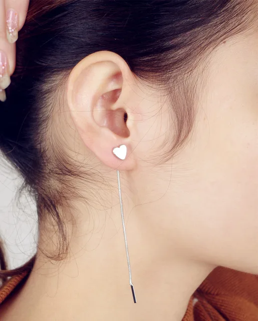 Clothes Accessories Gold Heart Drop Earrings Snake Chain All Match Clothes Accessories Gold Heart Drop Earrings Snake Chain All Match Long Design Tel