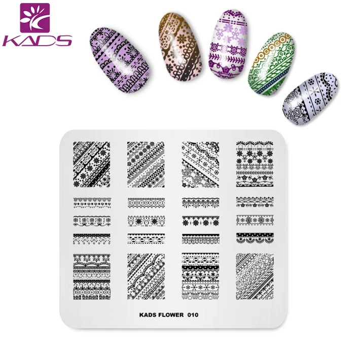 FLOWER 010 KADS пластины для штамповки ногтей 15 вариантов дизайна цветок 005 кружевные изображения украшения для дизайна ногтей штамп DIY полировка изображений штамп - Цвет: FLOWER 010
