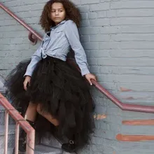 Шикарный Высокий Низкий Черный нарядные юбки индивидуальный заказ Туту низкая спереди высокая спинка Юбки Новое поступление Бальные платья