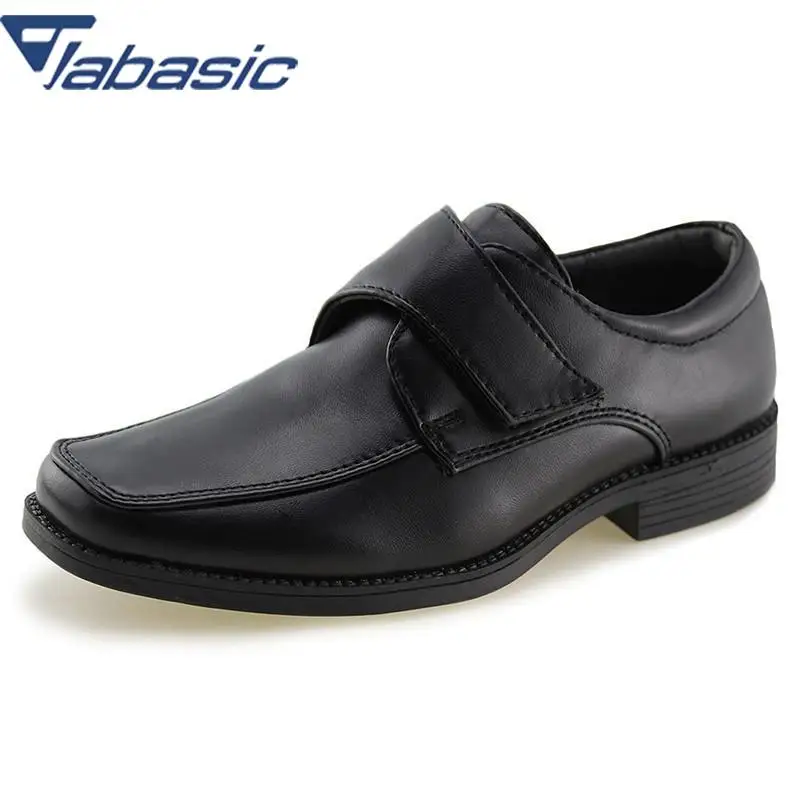 

JABASIC Formal Shoes Kids PU Leather School Shoes Boys Performance Party Black School Shoes Child Hook Loop Dress Shoes For Boys