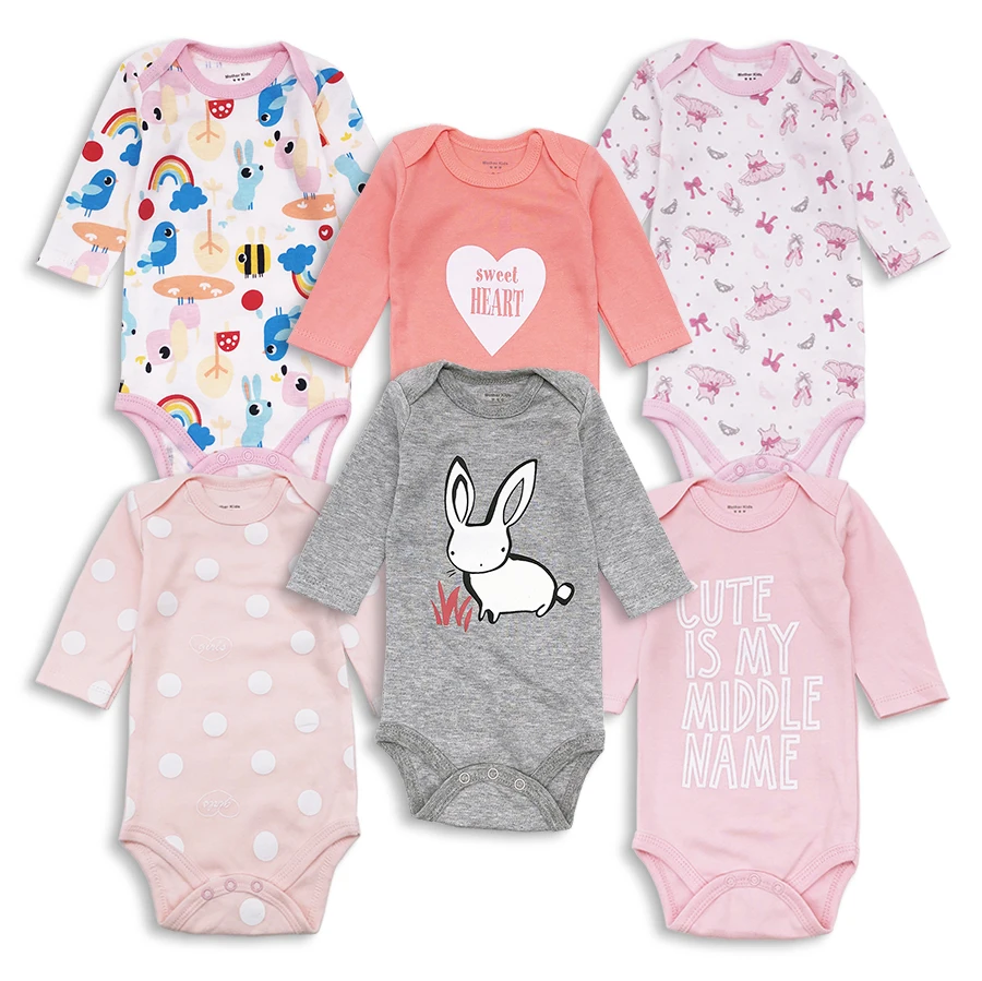 

6pcs/lot Baby Bodysuits 100% Cotton Infant Body Long Sleeve Clothing Similar Jumpsuit Cartoon Printed Baby Girl Bodysuits