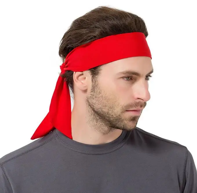 Европейская уличная одноцветная Мужская и женская спортивная повязка от пота на голову для занятий йогой для бега и тенниса фитнес Пиратская повязка на голову - Цвет: Красный