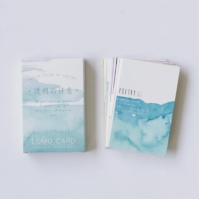 

28 Sheets/Set Novelty Watercolor Poetry Mini Lomo Greeting Card Postcard/Wish Card/Christmas And New Year gifts