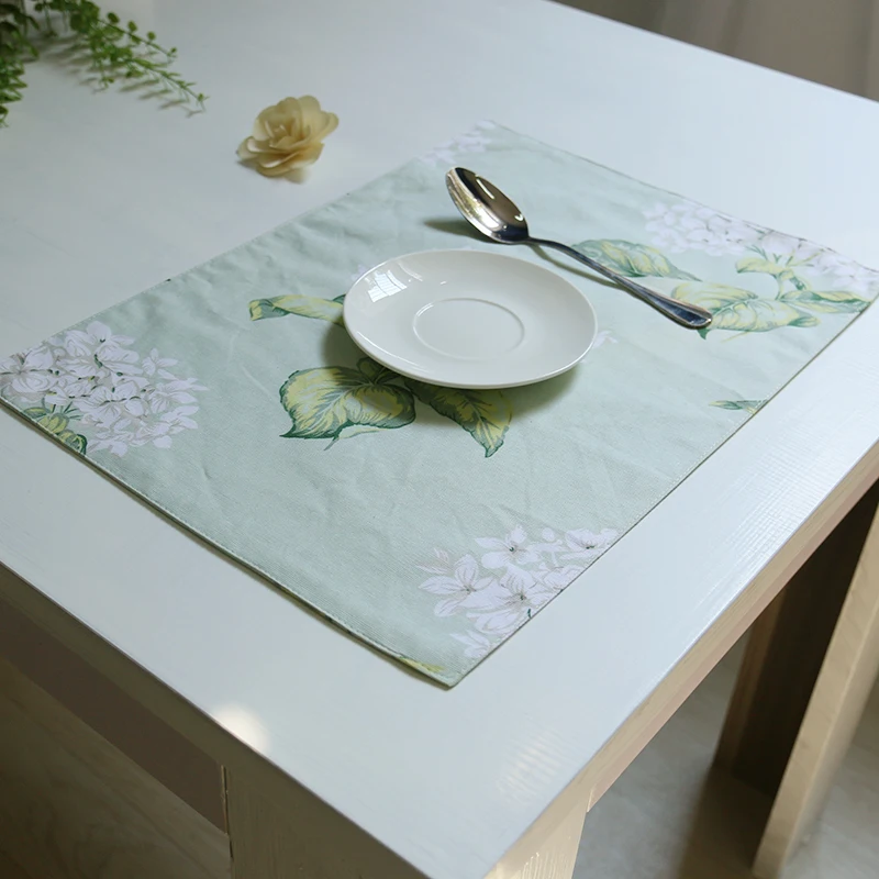 4Pcs Green Hyacinth Printed Placemat Dining/Kitchen Table Mat Pad Tableware Utensil Restaurant Catering Acessorios De Cozinha | Дом и сад