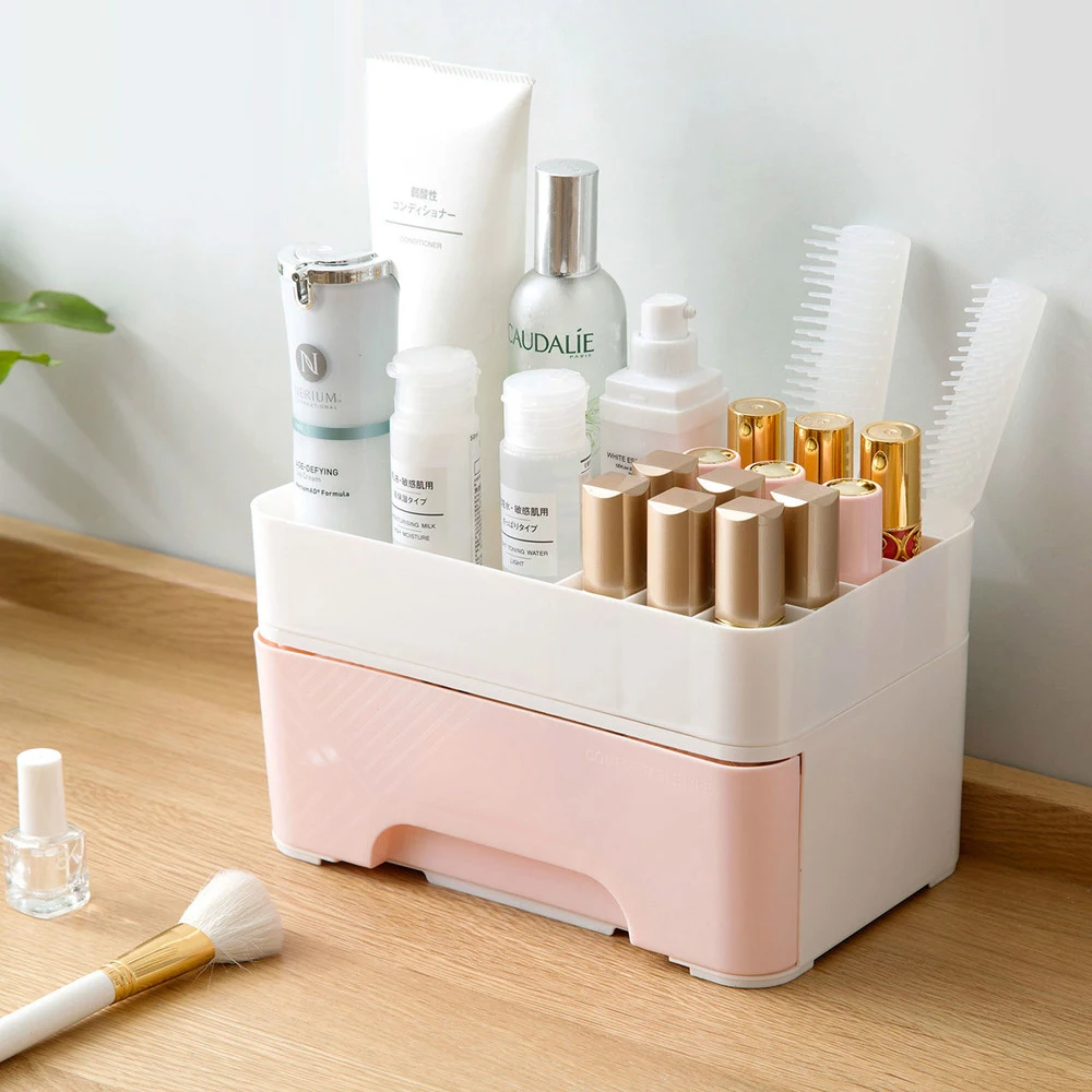Cosmetic storage box drawer dressing table storage rack desktop plastic