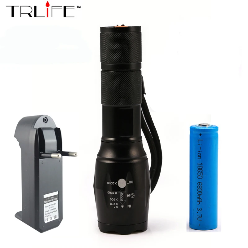 5000 Lumens Flashlight LED CREE XM L T6 Tactical Flashlight Zoomable Adjustable Focus Flash Light Torch