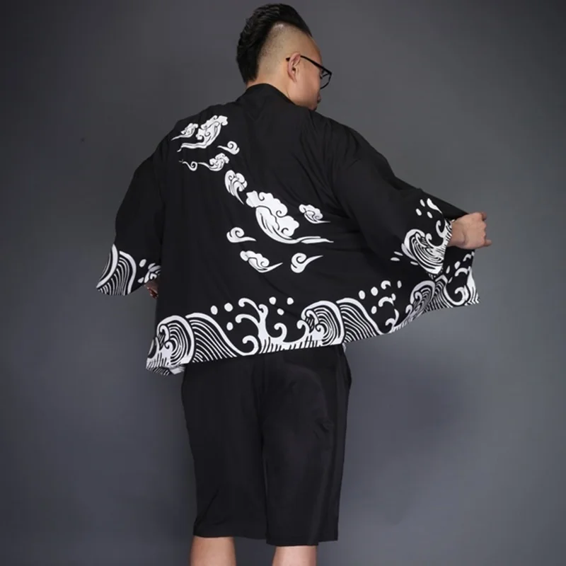 Японское кимоно кардиган для мужчин haori yukata мужской самурайский костюм одежда кимоно куртка мужская кимоно рубашка yukata haori TA475