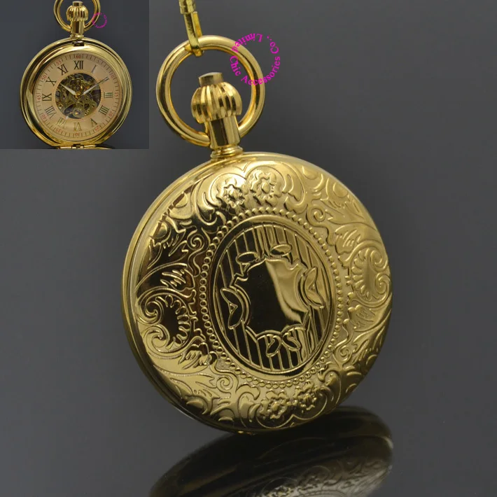 Men Mechanical Pocket Watch Roman Classic Fob Watches Shield Design