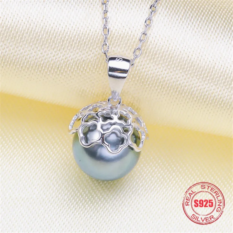

925 sterling silver accessories Pearl Bead Caps Charms accessories DIY Pendant Charms pure silver earrings findings