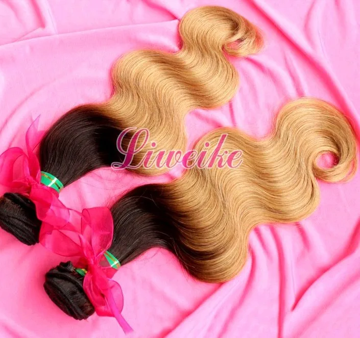 

Free Shipping Virgin Brazilian Ombre color Hair, 2 Pcs Lot Brazilian Two Tone Colored Ombre Hair Extensions 12-26'' Mixed Length