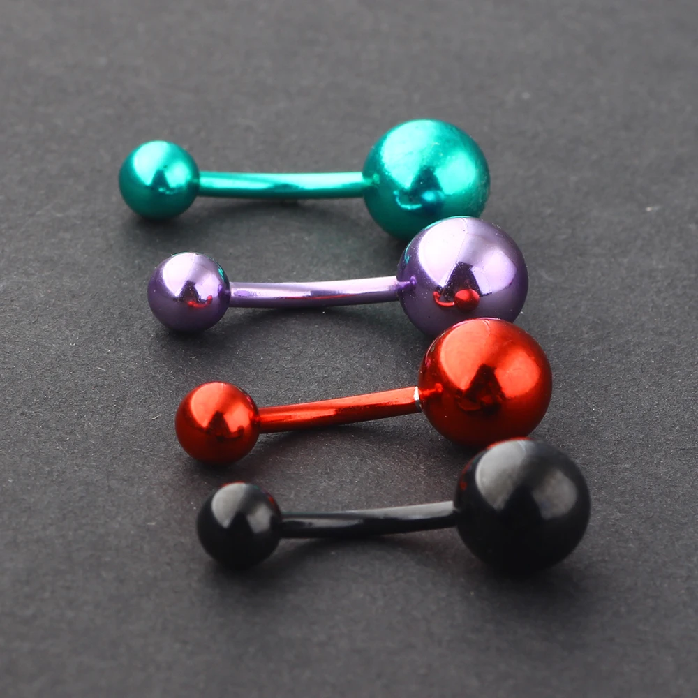 JUNLOWPY Anodized Stainless Steel Body Jewelry Navel Bell Button Rings 14g Fashion Belly Rings Ear Piercing Bar Barbell 100pcs