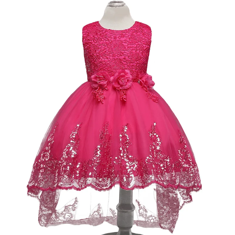 

Princess Girl Dresses Kids Clothing Party Princess Gown for Wedding Sequin Lace Children Tail Clothes for Church Ceremony 4-10Y
