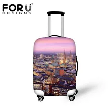 FORUDESIGNS/эластичные дорожные аксессуары для чемодана 18-30 дюймов, водонепроницаемый городской пейзаж, защитный чехол для багажа, чехлы для чемоданов