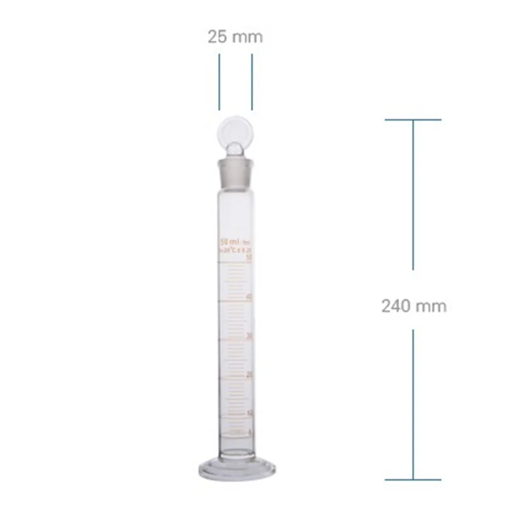 High quality 50ml Laboratory Measuring cylinder with Stopper and Scale High borosilicate 3.3 Glass Measuring Cup Lab Supplies