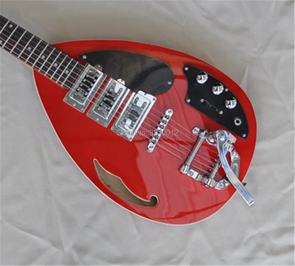 

top quality custom jazz hollow body red 6 string acoustic guitar 3 pickup bigspy electric guitars musical instrument shop
