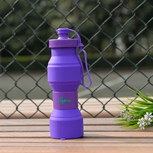 Креативная силиконовая складная бутылка бутылки для питьевой воды спортивная переносная Питьевая Бутылка легкая фляжка многоцветная BPA - Цвет: Purple
