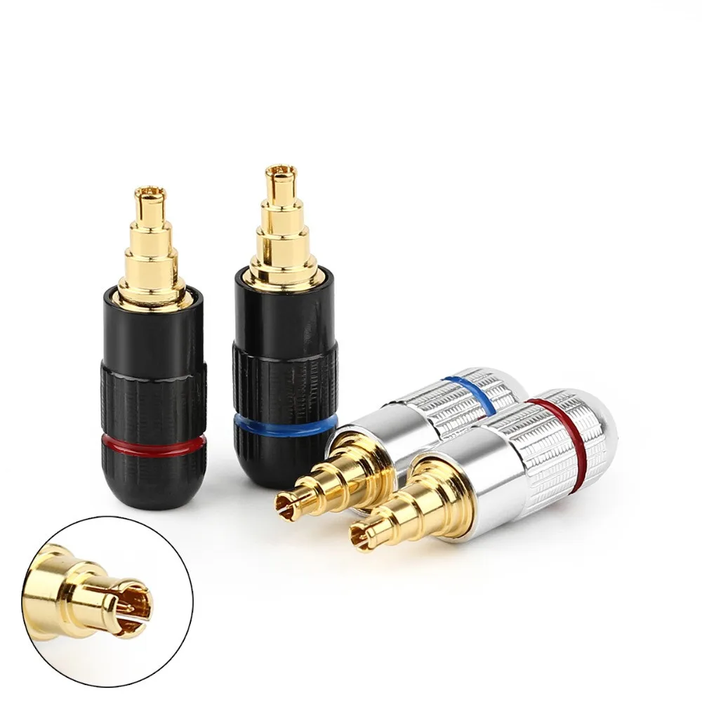1Pair HiFi Headphone Plug Aluminum Alloy Solder Cable For IE40 Pro Earphone DIY PinWire Connector Audio Jack Black Silver