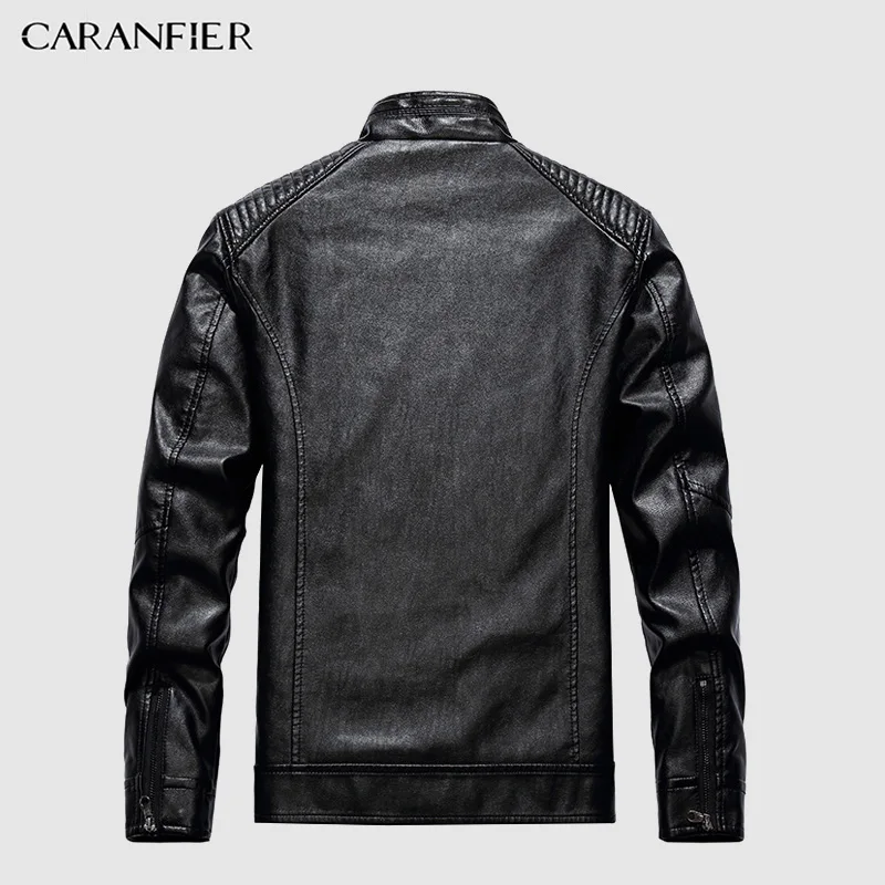 CARANFIER мужские Куртки из искусственной кожи в британском стиле повседневные