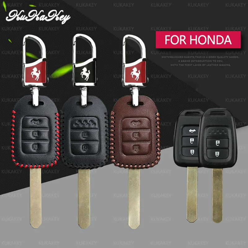 KUKAKEY кожаный чехол для ключей автомобиля брелок для Honda Vezel City Civic Jazz BRV HRV Pilot CRV Accord удаленный БЕСКЛЮЧЕВОЙ держатель сумка в виде ракушки