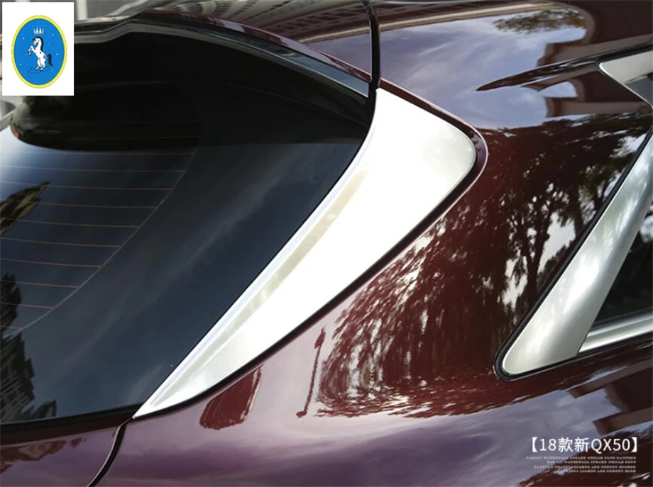 

Yimaautotrims Auto Accessory Rear Window Side Door Tail Windows Protection Stripe Cover Trim 2 Pcs For Infiniti QX50 2018 2019