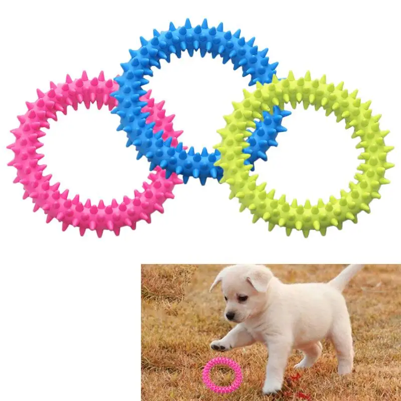 

Dog Biting Ring Toy Dog Soft Rubber Molar Toy Pet Bite Cleaning Tooth Toy Increase The Intelligence Of Pets Tool