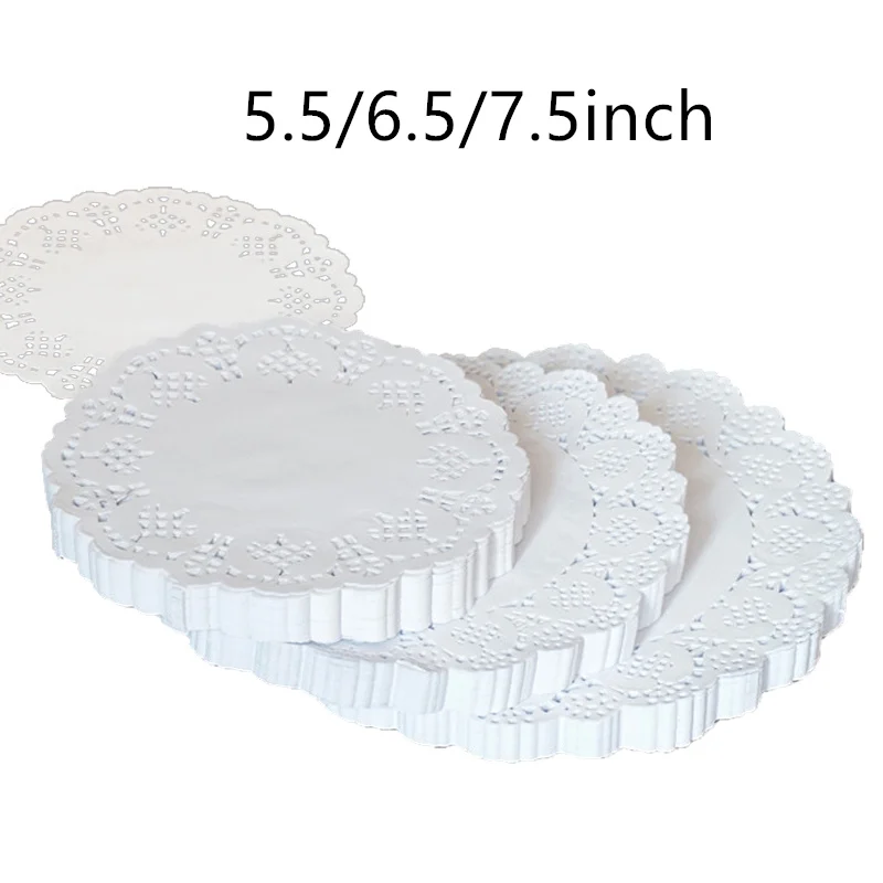 200pcs/lot food grade white Paper Doilies hollowed lace paper mats for